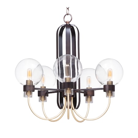 Bauhaus 5-Light 24 Wide Bronze / Satin Brass Chandelier